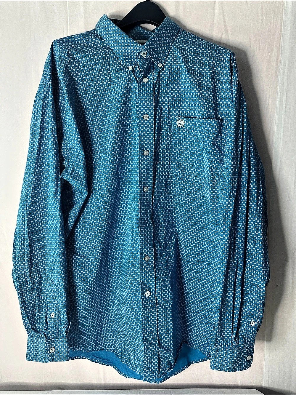Cinch Western Shirt Floral Button Down Blue XXL Like New